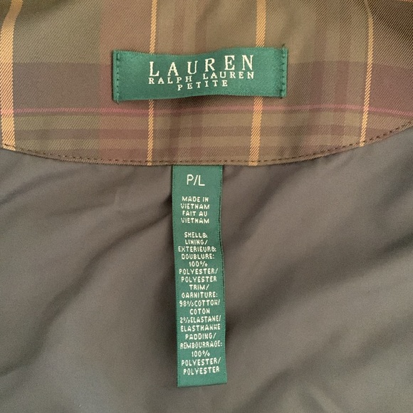 Lauren Ralph Lauren Olive Quilted Plaid Puffer Vest Women’s Size Petite Large - Picture 3 of 16